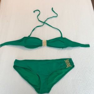 Old Navy Size Small Green Bandeau Two Piece Bikini